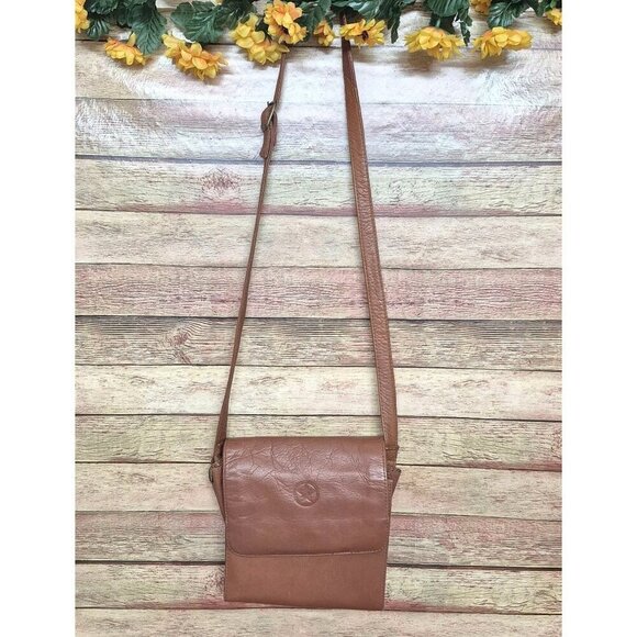 Brown Genuine Leather Crossbody Organizer Purse Bag TEXAS Star Adjustable Strap - Picture 3 of 11